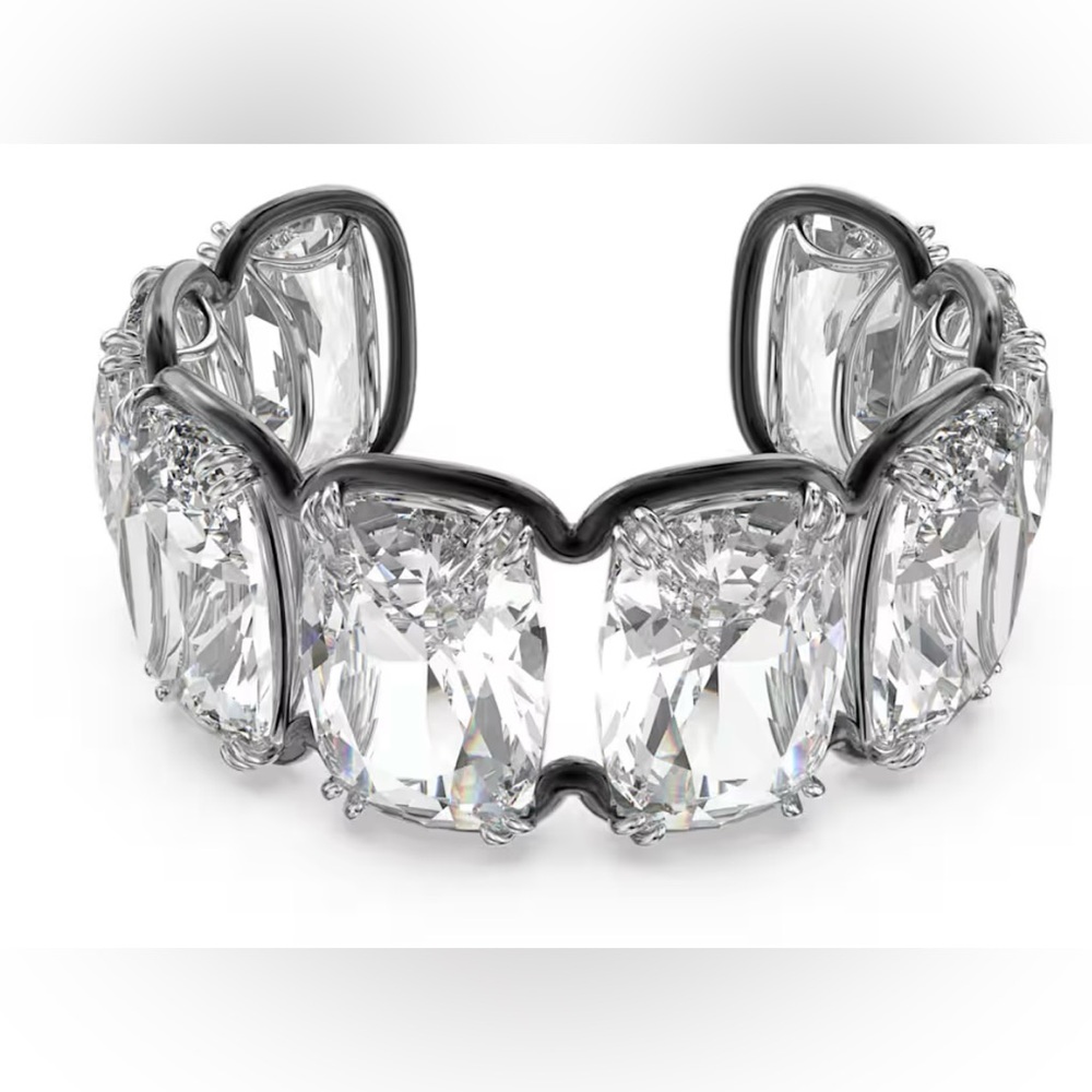 Harmonia cuff, Oversized floating crystals, White, Mixed metal - Picture 2 of 5